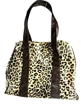 Murval Leopard-Print Tote with Dark Brown Straps